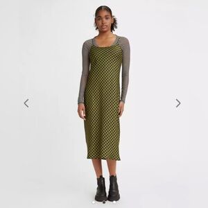 Levi's Dalia Green and Black and Green Checkered Midi Slip Dress - XS